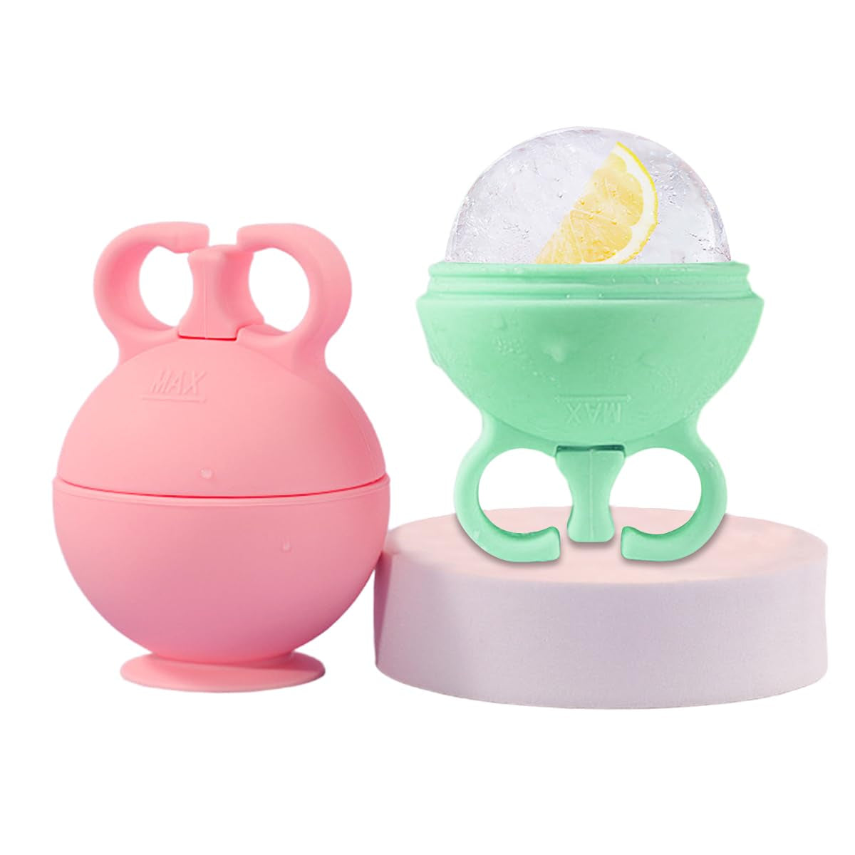 2 Pack Ice Roller for Face,Reusable Facial Ice Mold,Eliminate Eye and Face Swelling,Ice Cube Roller for Face Neck Body and Eye,Ice Cube Roller Massager Gua Sha Tool(Pink+Green)